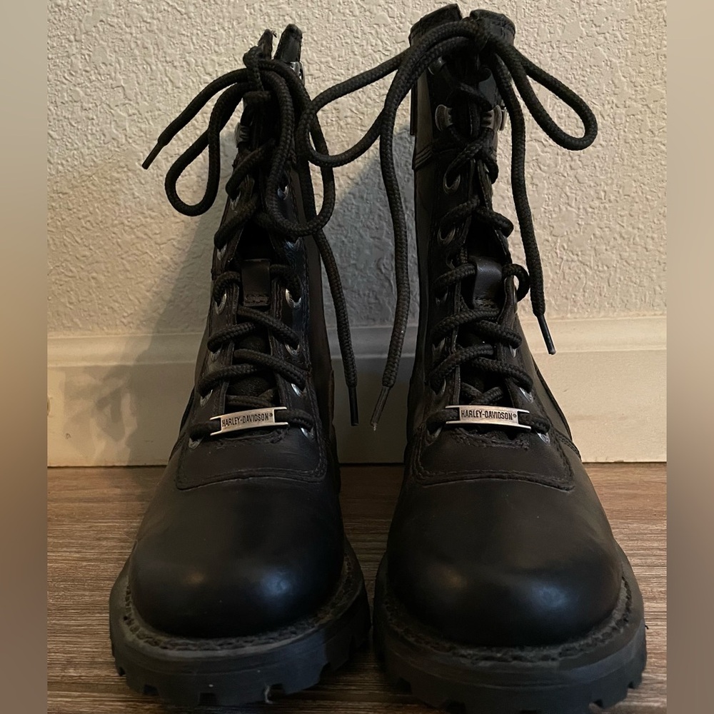 HARLEY DAVIDSON Women's Genuine Leather boots Black Size 6 - Used - Picture 2 of 3